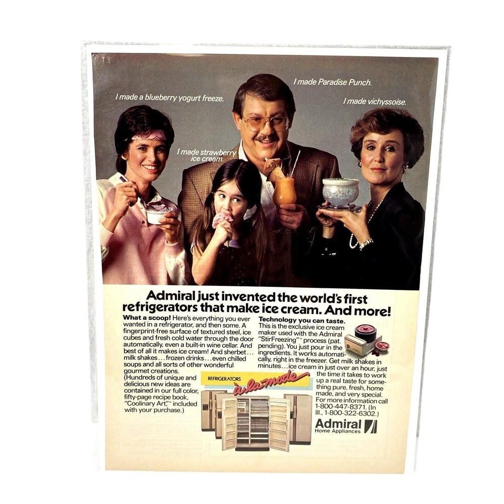 Vtg Print Ad 80's Admiral Refrigerator Genuine Magazine Advertisement Ephemera